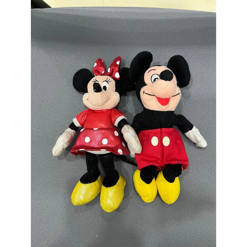 Disney Mickey Minnie Mouse Plush Set Unisex 9in Red Good‎ Classic Polka Dot Bow